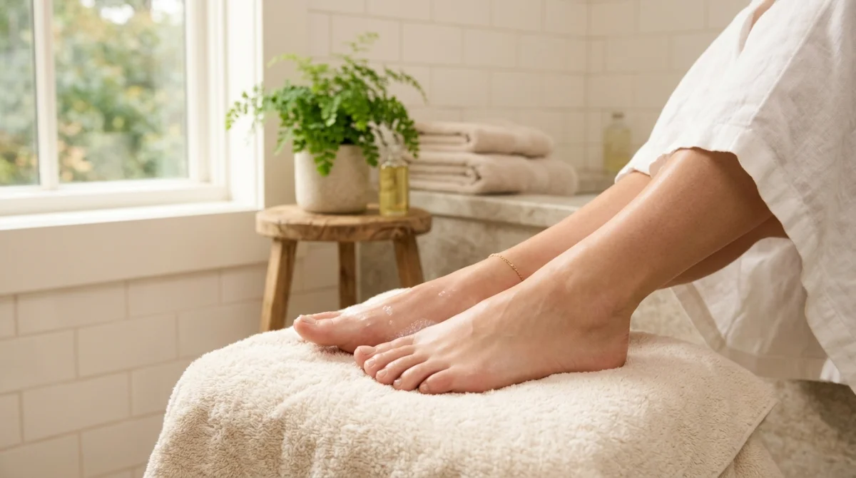 Pieds doux et hydratés : résultat d'un soin pour enlever les peaux mortes.