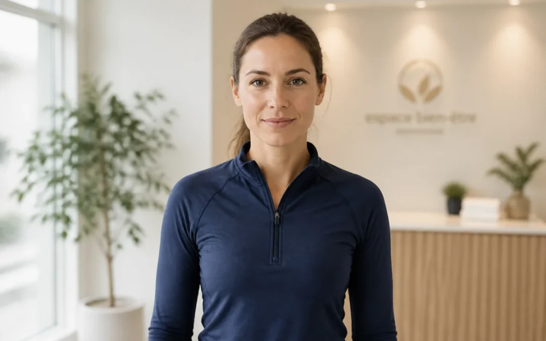 Personne sereine en tenue de sport dans un centre de bien-être moderne pour une séance de cryothérapie pour maigrir.